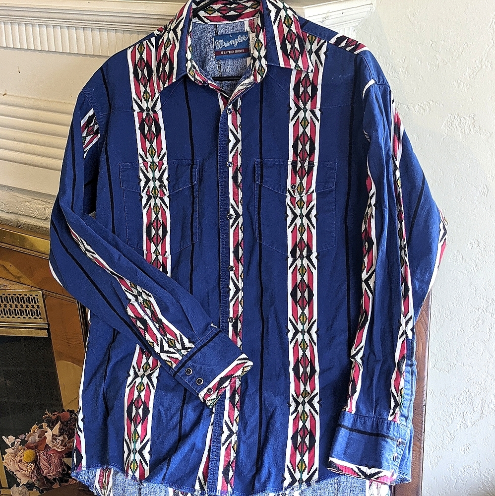 Wrangler Western aztec shirt snap buttons size L